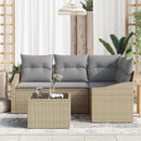 Havesofa Sæt med pude 5 pcs Beige og lys grå polyrattan