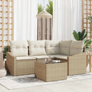 Havesofa Sæt med pude 5 pcs Beige og creme polyrattan