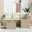 Havesofa Sæt med pude 5 pcs Beige og creme polyrattan