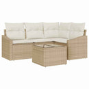 Havesofa Sæt med pude 5 pcs Beige og creme polyrattan