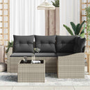 Havesofa Sæt med pude med opbevaring 5 pcs Lysegrå polyrattan