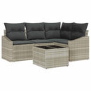 Havesofa Sæt med pude med opbevaring 5 pcs Lysegrå polyrattan