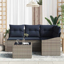Havesofa Sæt med pude 5 pcs Grå og Marineblå polyrattan