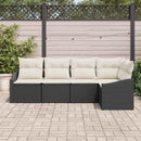 Havesofa Sæt med pude 5 pcs Sort og Hvid polyrattan