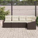 Havesofa Sæt med pude 5 pcs Brun og hvid polyrattan
