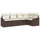 Havesofa Sæt med pude 5 pcs Brun og hvid polyrattan