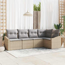 Havesofa Sæt med pude 5 pcs Beige og lys grå polyrattan