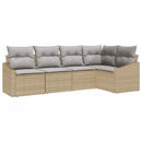Havesofa Sæt med pude 5 pcs Beige og lys grå polyrattan