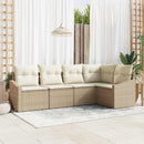 Havesofa Sæt med pude 5 pcs Beige og hvid polyrattan