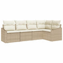 Havesofa Sæt med pude 5 pcs Beige og hvid polyrattan