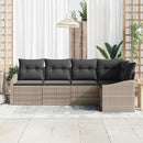 Havesofa Sæt med pude med opbevaring 5 pcs Lysegrå polyrattan