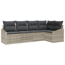 Havesofa Sæt med pude med opbevaring 5 pcs Lysegrå polyrattan