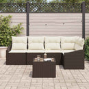 Havesofa Sæt med pude 6 pcs Brun og Creme polyrattan