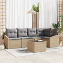 Havesofa Sæt med pude 6 pcs Beige og lys grå polyrattan