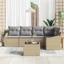 Havesofa Sæt med pude 6 pcs Beige og lys grå polyrattan