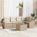 Havesofa Sæt med pude 6 pcs Beige og creme polyrattan