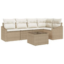 Havesofa Sæt med pude 6 pcs Beige og creme polyrattan