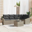 Havesofa Sæt med pude med opbevaring 6 pcs Lysegrå polyrattan