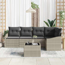 Havesofa Sæt med pude med opbevaring 6 pcs Lysegrå polyrattan