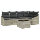 Havesofa Sæt med pude med opbevaring 6 pcs Lysegrå polyrattan
