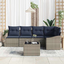 Havesofa Sæt med pude 6 pcs Grå og Marineblå polyrattan
