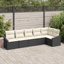 Havesofa Sæt med pude 6 pcs Sort og Hvid polyrattan