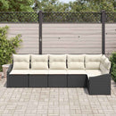 Havesofa Sæt med pude 6 pcs Sort og Hvid polyrattan