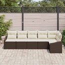 Havesofa Sæt med pude 6 pcs Brun og hvid polyrattan