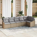 Havesofa Sæt med pude 6 pcs Beige og lys grå polyrattan