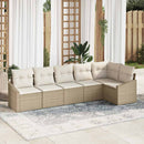Havesofa Sæt med pude 6 pcs Beige og hvid polyrattan