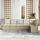 Havesofa Sæt med pude 6 pcs Beige og hvid polyrattan