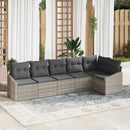 Havesofa Sæt med pude med opbevaring 6 pcs Lysegrå polyrattan