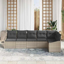 Havesofa Sæt med pude med opbevaring 6 pcs Lysegrå polyrattan