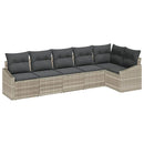 Havesofa Sæt med pude med opbevaring 6 pcs Lysegrå polyrattan