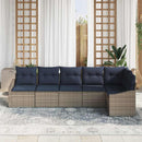 Havesofa Sæt med pude 6 pcs Grå og Marineblå polyrattan