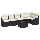 Havesofa Sæt med pude 7 pcs Brun og Creme polyrattan
