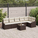 Havesofa Sæt med pude 7 pcs Brun og Creme polyrattan