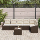 Havesofa Sæt med pude 7 pcs Brun og Creme polyrattan