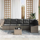 Havesofa Sæt med pude med opbevaring 7 pcs Lysegrå polyrattan