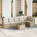 Havesofa Sæt med pude 7 pcs Beige og creme polyrattan