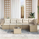 Havesofa Sæt med pude 7 pcs Beige og creme polyrattan
