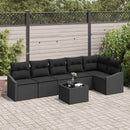 Havesofa Sæt med pude med opbevaring 7 pcs Sort polyrattan