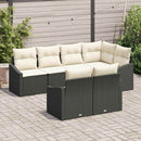 Havesofa Sæt med pude 7 pcs Sort og Hvid polyrattan