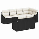 Havesofa Sæt med pude 7 pcs Sort og Hvid polyrattan