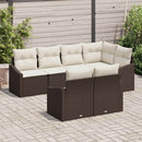 Havesofa Sæt med pude 7 pcs Brun og hvid polyrattan