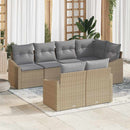 Havesofa Sæt med pude 7 pcs Beige og lys grå polyrattan