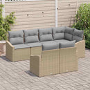 Havesofa Sæt med pude 7 pcs Beige og lys grå polyrattan