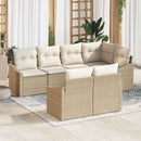 Havesofa Sæt med pude 7 pcs Beige og hvid polyrattan