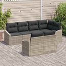 Havesofa Sæt med pude med opbevaring 7 pcs Lysegrå polyrattan