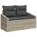 Havesofa Sæt med pude med opbevaring 7 pcs Lysegrå polyrattan